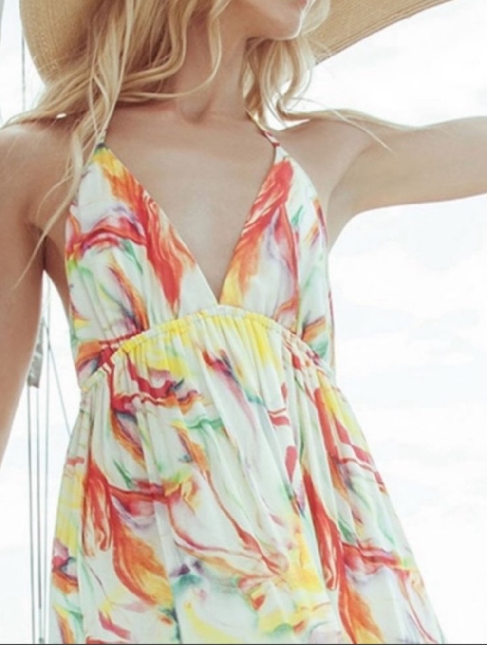 Alice + Olivia White Multicolor Halter Maxi Dress - Picture 5 of 5